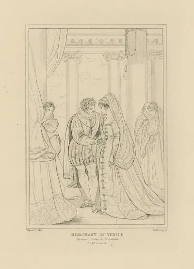 Merchant Of Venice Act 3 Scene 2 Bassanio Portia And Attendants