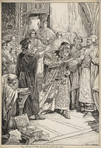 Merchant Of Venice Tarry A Little Jew Said Portia This Bond Here Gives You No Drop Of Blood