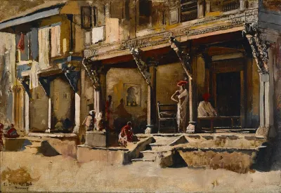 Merchants Along A Street In Bombay