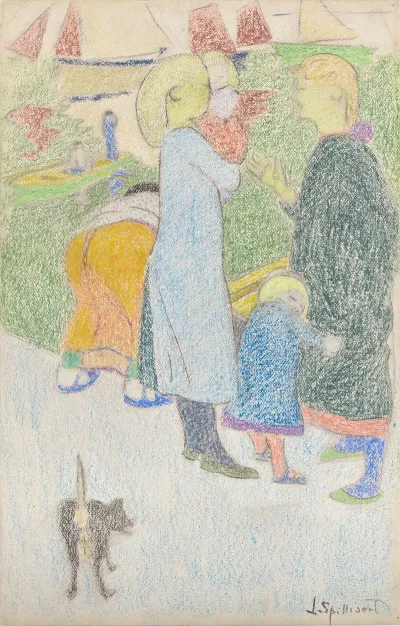 Meres Et Enfants Sur Le Quai Du Port Dostende