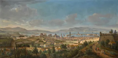 Messina A Panoramic View Of The City Towards The Sea From The Colle Del Tirone