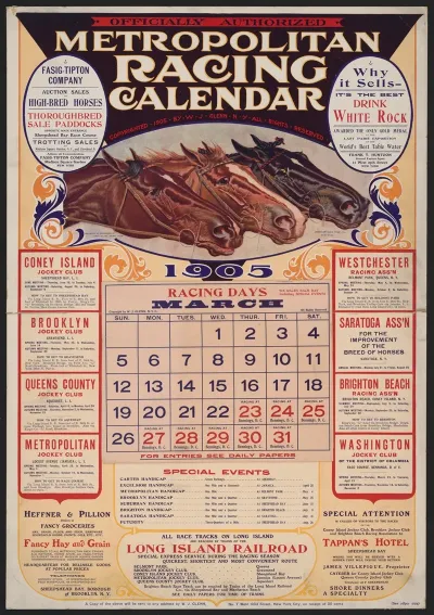 Metropolitan Racing Calendar Officially Authorized 1905
