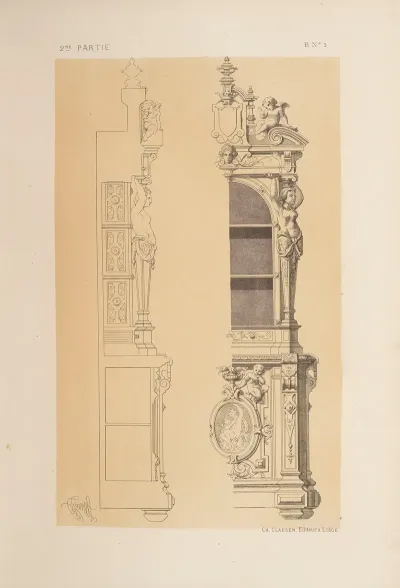 Meuble Renaissance A Medaillon En Bronze Ou Peinture Emaillee