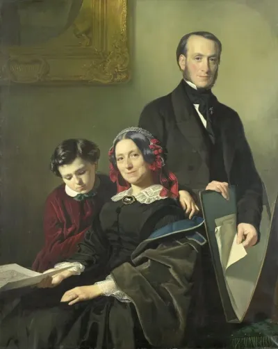 Mevrouw A J Schmidt Keiser Weduwe Van De Schilder Willem Hendrik Schmidt 1809 49 De Leermeester Van Jacob Spoel Met Haar Broer J N Keiser En Haar Tienjarig Zoontj