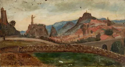 Miasteczko Na Wzgorzu Okolice Le Puy Z Chateau De Polignac