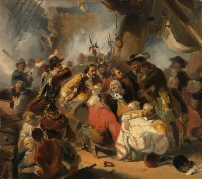 Michiel De Ruyter Is Mortally Wounded In The Battle Of Etna Anno 1676