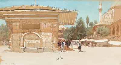 Middle Eastern Scene Outside A Mosque