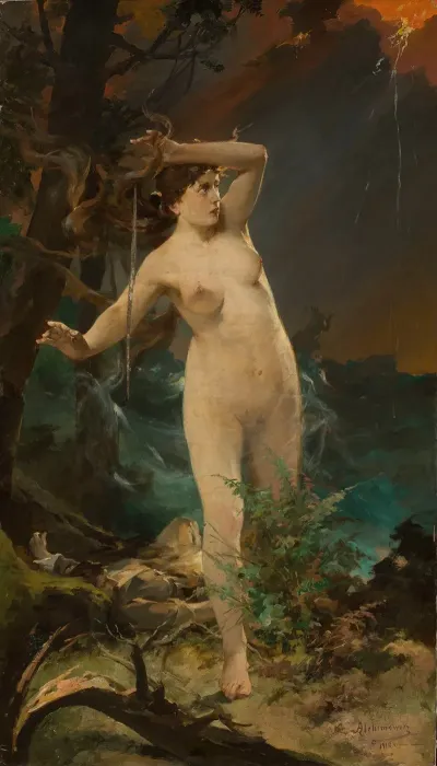 Milda Female Nude Against The Landscape Of Rough Sea
