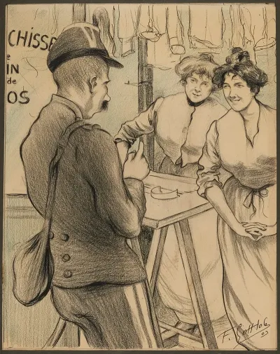 Militaire Et Femmes Dans Une Blanchisserie