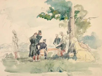 Militaires Sous Un Arbre Soldiers Under A Tree