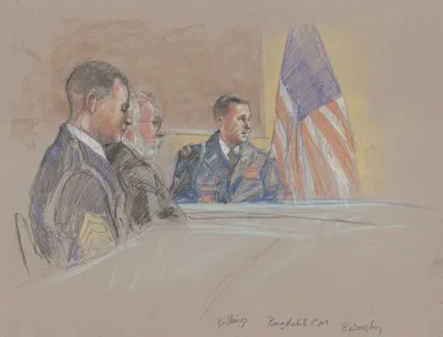 Military Personnel Including John Billings Seated During Court Martial Of Bowe Bergdahl Fort Sam Houston San Antonio Texas