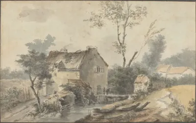 Mill With Bridge And Figures