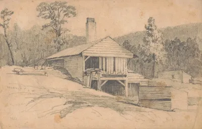 Mine Building Or Sawmill Among Rolling Hills Probably In Pennsylvania
