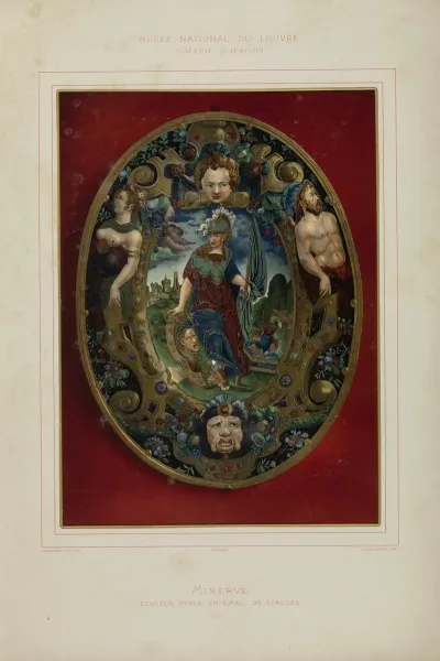 Minerve Ecusson Ovale En Email De Limoges 1555