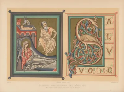 Miniature Et Lettre Initiale Ornee Tirees Dun Ms Allemand