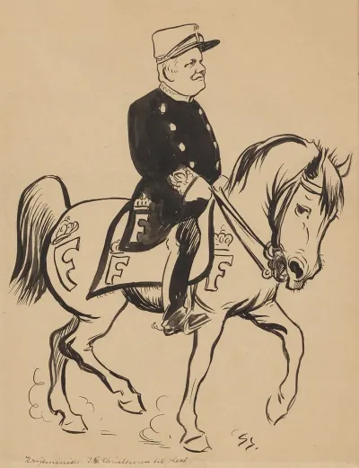Minister Of War J C Christensen On Horseback