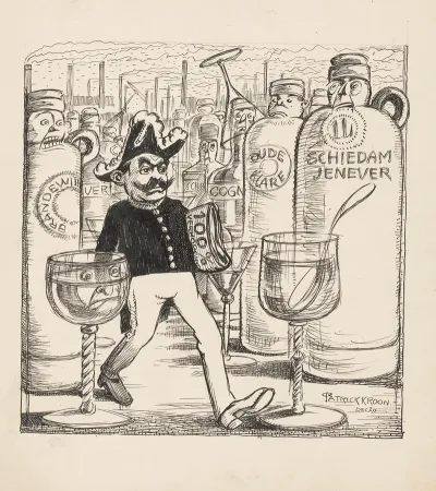 Minister S De Vries Tussen Flessen Drank