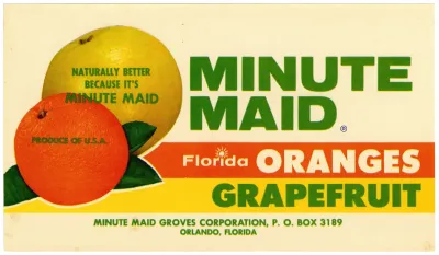 Minute Maid Florida Oranges And Grapefruit Label