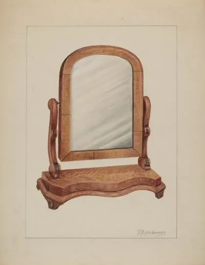 Mirror With Wood Base
