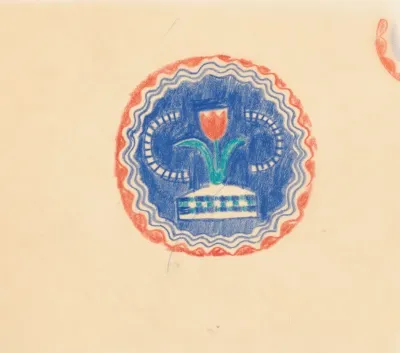 Miscellaneous Small Sketches For Inlaid Table Tops Design With Blue And Orange Floral Motif