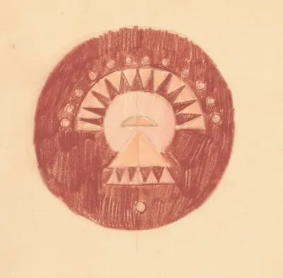Miscellaneous Small Sketches For Inlaid Table Tops Design With Red And Orange Circular Motif