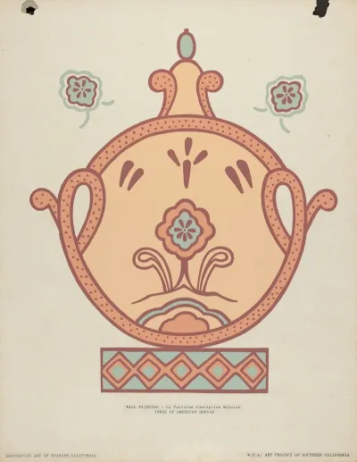 Mission La Purisima Concepcion Wall Painting From The Portfolio Decorative Art Of Spanish California 2