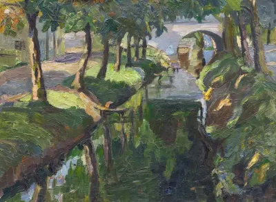 Mit Kastanien Bestandener Kanal
