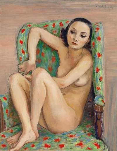 Model In A Green Chair