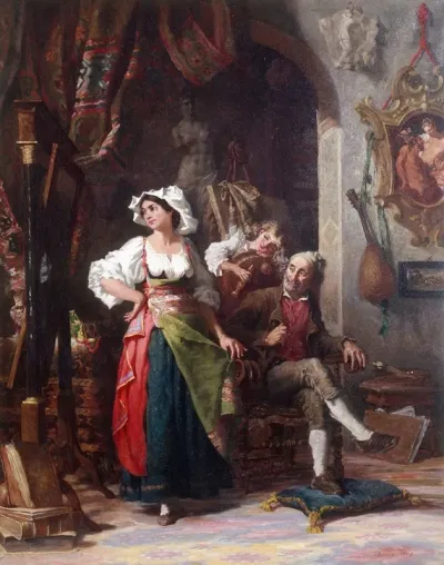 Modeles Dans Un Atelier Pendant Labsence Du Peintre