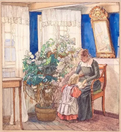 Moder Og Barn Ser Billeder Anna Og Hans Syberg