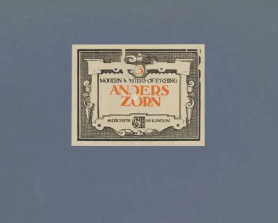 Modern Masters Of Etching Anders Zorn Cover