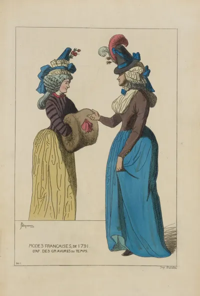 Modes Francaises De 1791 Dapres Des Gravures Du Temps