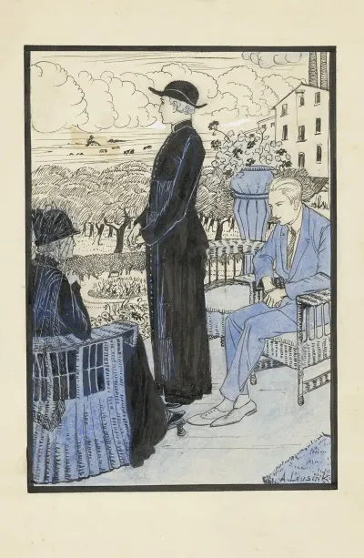 Moeder Rinus En Jan Op Het Terras Van Een Villa