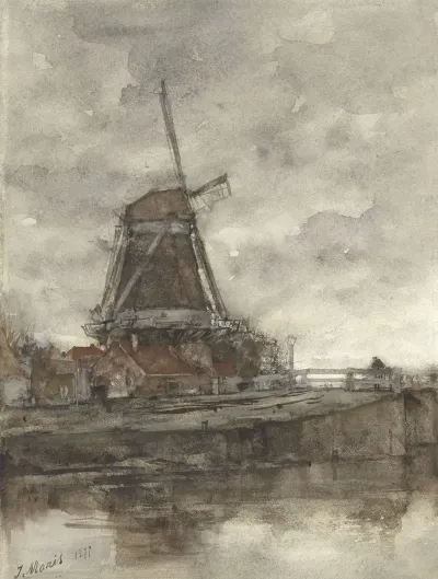 Molen En De Brug Bij De Noord West Buitensingel In Den Haag