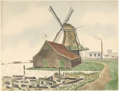 Molens Industriecomplex Oliemolen De Bonte Hen Aan De Kalverringdijk Op De Achtergrond R Fabriek Met Schoorsteen