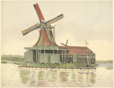 Molens Oliemolen De Kogmeeuw Aan De Poel Bij Het Kalf Zaandam