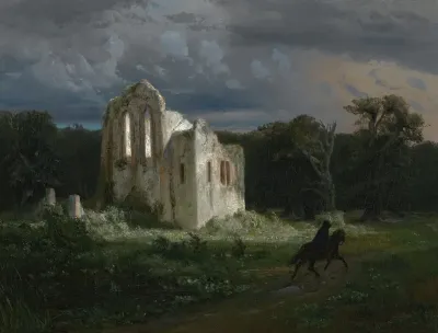 Mondscheinlandschaft Mit Ruine Moonlit Landscape