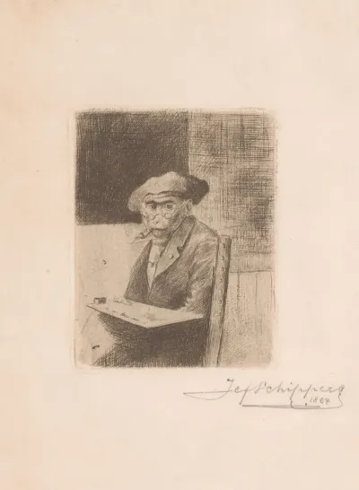 Monkey Dressed As A Painter With Palette And Beret