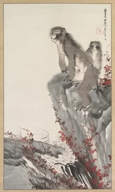 Monkeys By A Stream