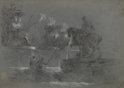 Monumental Sculpture In A Moonlit Park