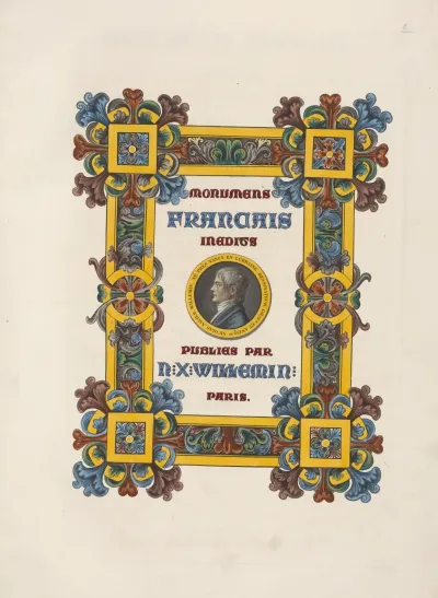 Monuments Francais Illustrated Title Page With Portrait Of Willemin