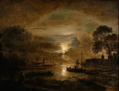 Moonlight At A Dutch River
