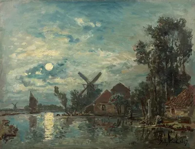 Moonlight Effect On The Estuary Holland
