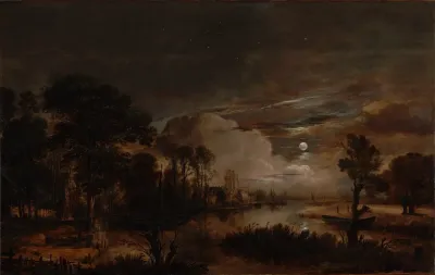 Moonlit Landscape With A View Of The New Amstel River And Castle Kostverloren