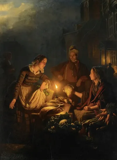 Moonlit Market In The Hague