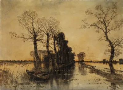 Moorlandschaft Mit Uberschwemmter Allee