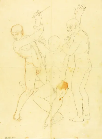Moses Aaron And Hur On Mount Horeb Nude Study