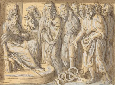 Moses And Aaron Before Pharaoh With The Rods Turned Into Serpents