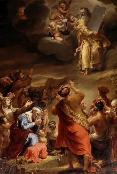 Moses Descends From Mount Sinai With The Ten Commandments