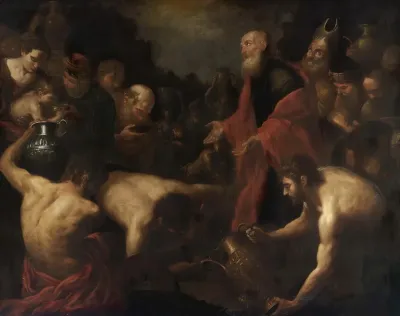 Moses Giving Water To The Israelites In The Desert